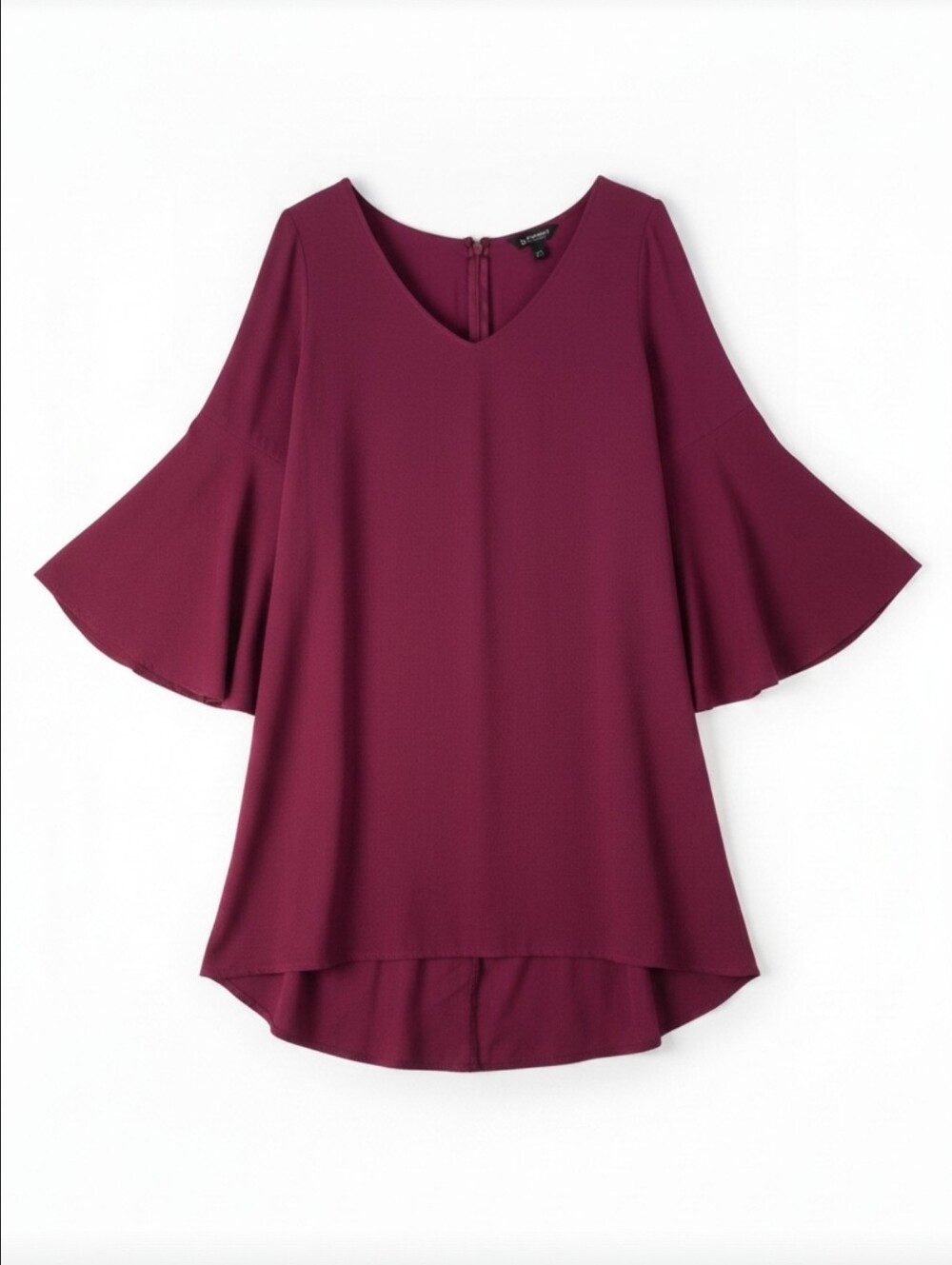 Express Women's Maroon Burgundy Long Bell Sleeve V-Neck Mini Dress Size 10